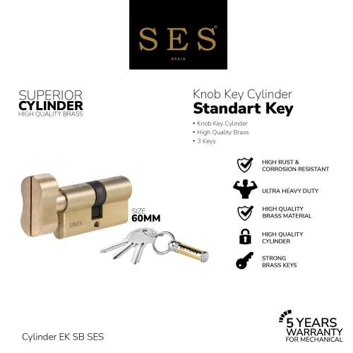 SILINDER KUNCI – CYLINDER SES 60MM EK (KNOB) SB