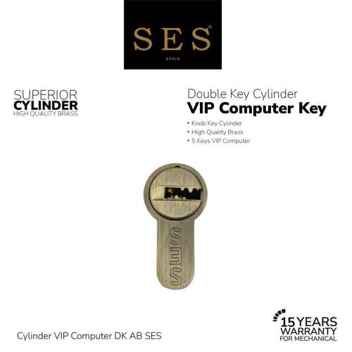 SILINDER KUNCI – CYLINDER SES VIP KOMPUTER 80MM DK (DOUBLE KEY) AB