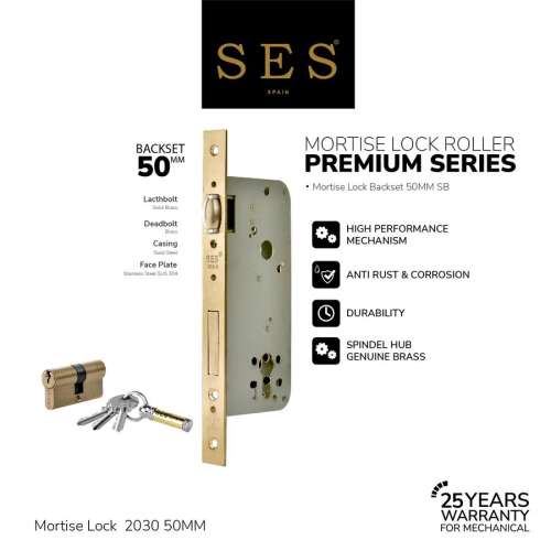 BODY KUNCI – MORTISE LOCK SES ROLLER 2036 – 50 MM SB